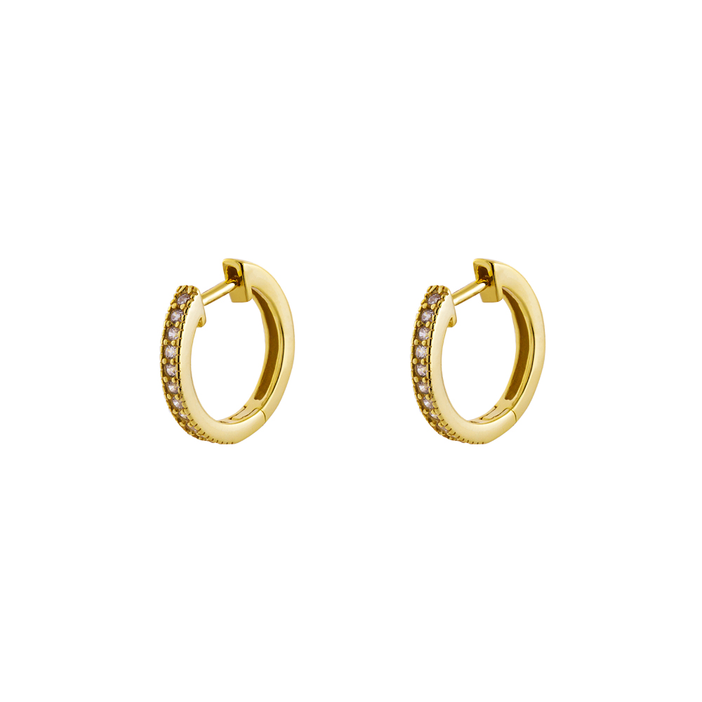 Red Carpet silver gold plated hoop earrings with white zircons - Oxette