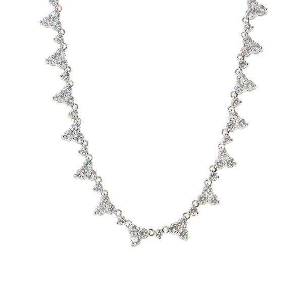 Necklaces Eleganza metallic silver choker with white zircons - Oxette